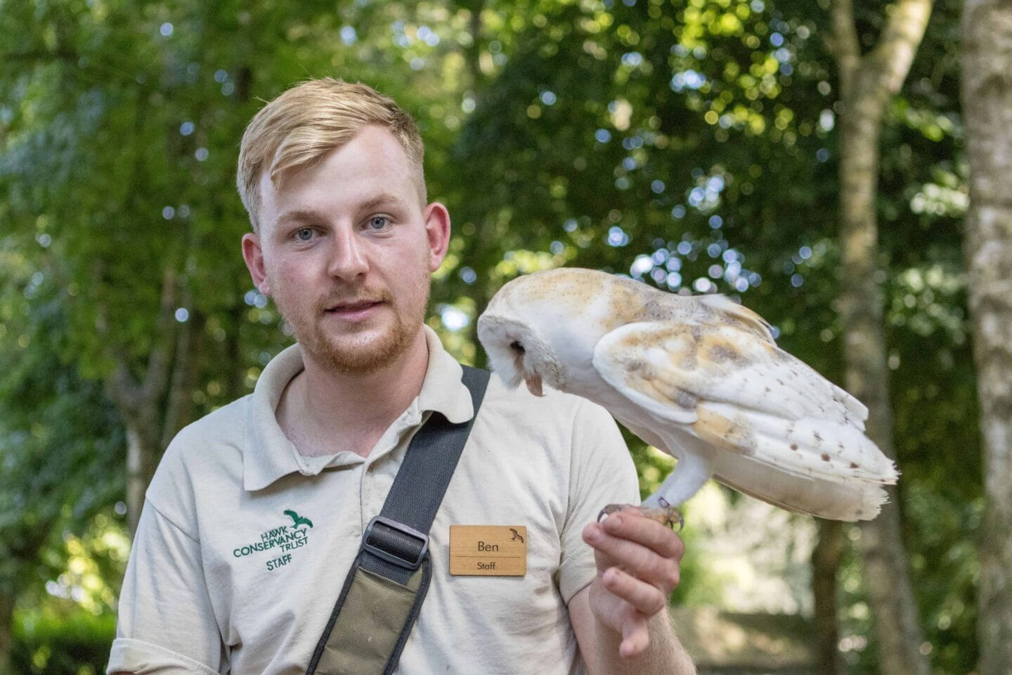 Ben with a Barn Owl at the Hawk Conservancy Trust