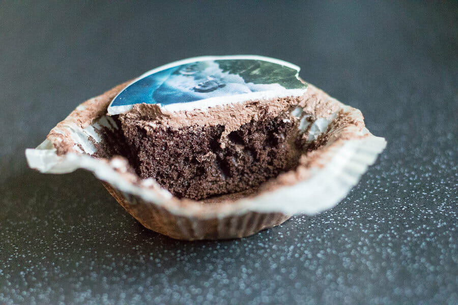 Inside the cupcake from the Corporate Logo Tower Cake from The Brilliant Bakers