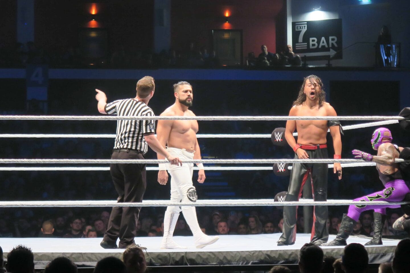 Shinksuke Nakamura and Andrade 'Cien' Almas at WWE Live UK Cardiff November 2018