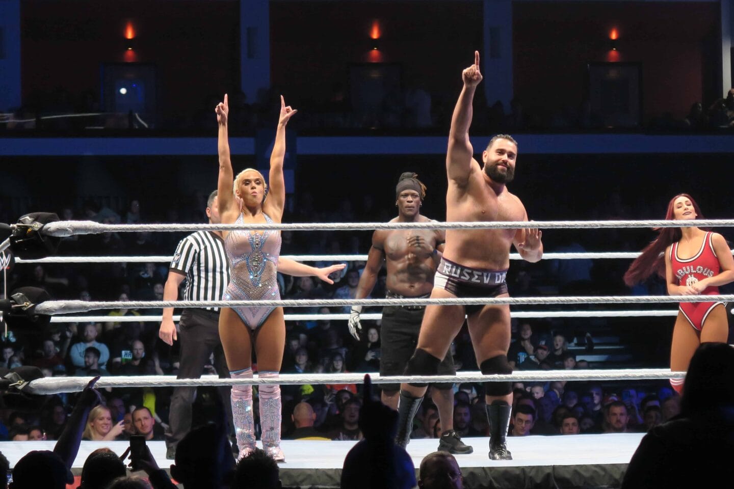 Lana and Rusev vs R Truth and Carmella at WWE Live UK Cardiff November 2018