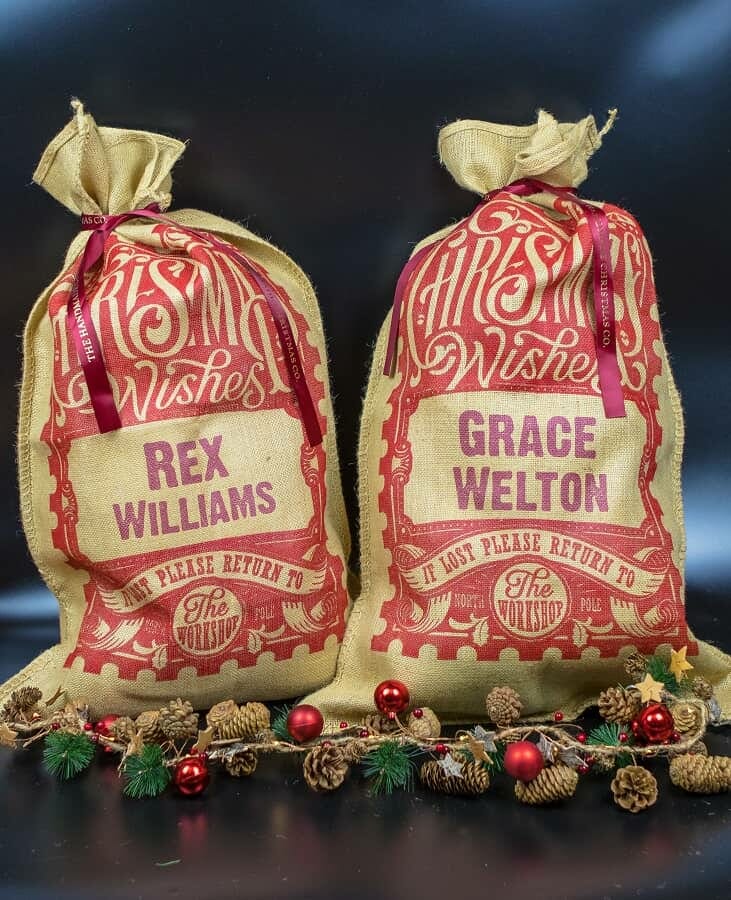 Personalised Christmas Sacks RRP £22 from The Handmade Christmas Company