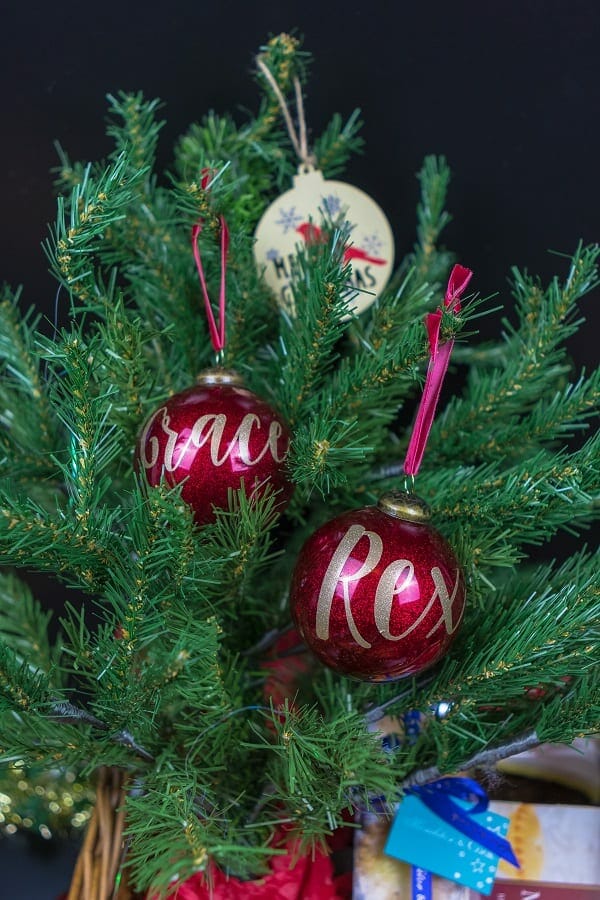 Personalised Glitter Red Bauble RRP £15 from The Handmade Christmas Company