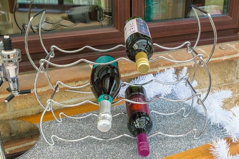 Tabletop Wine rack from Wayfair on our bar