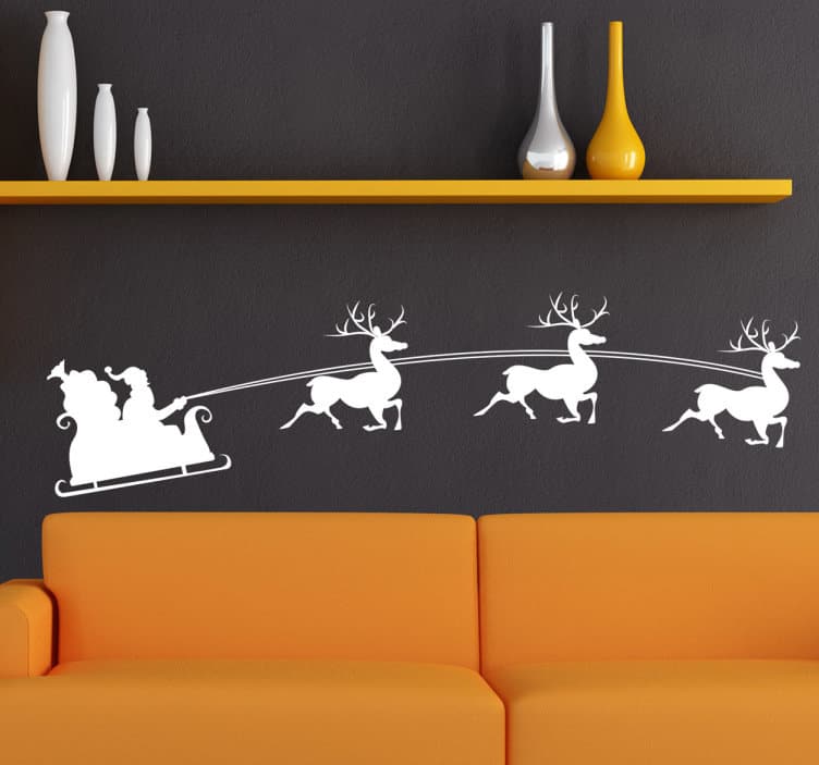 Santa and Reindeer Christmas Decal from Tenstickers