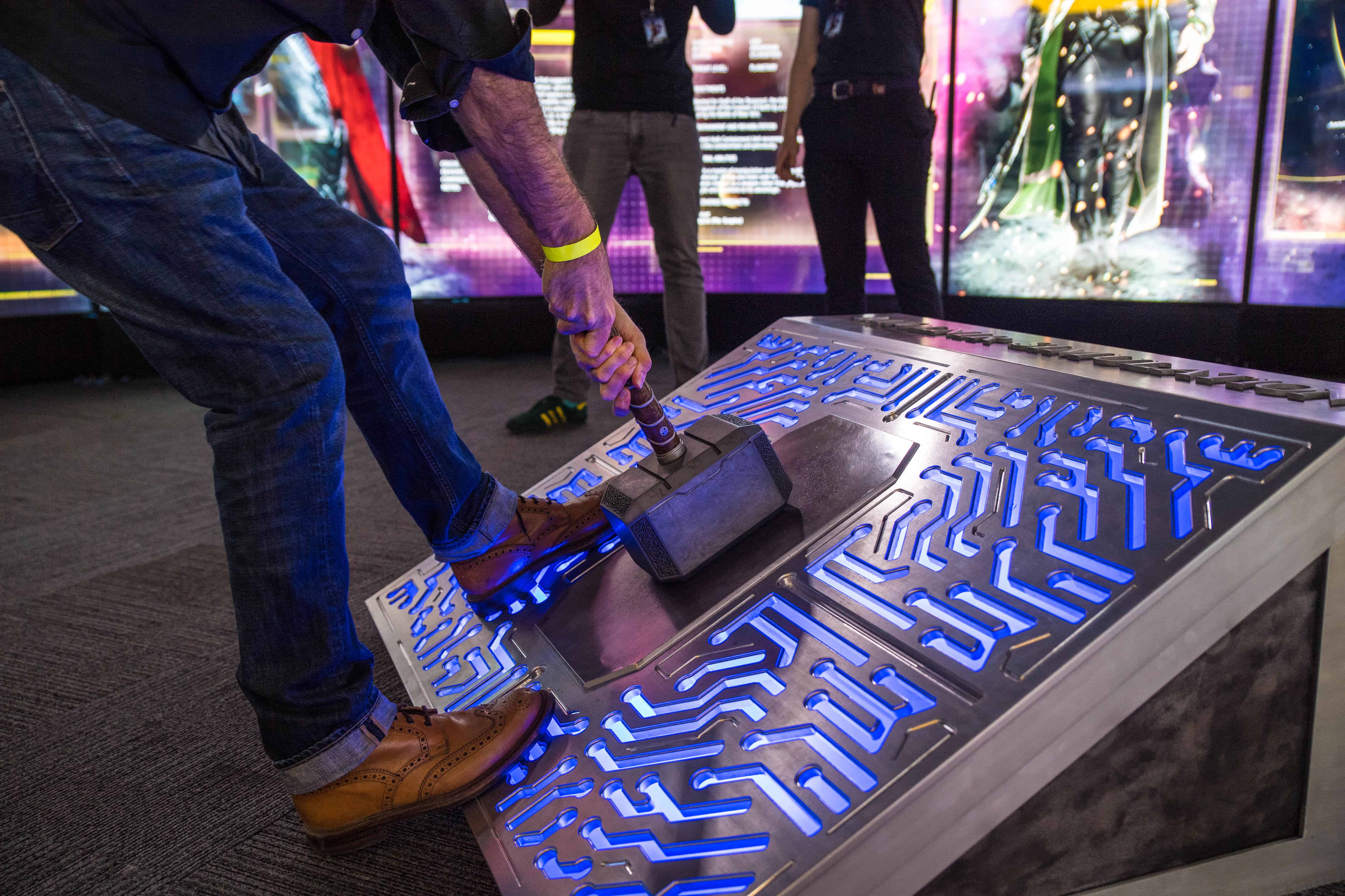 Thor's hammer at Avengers STATION exhibition in London