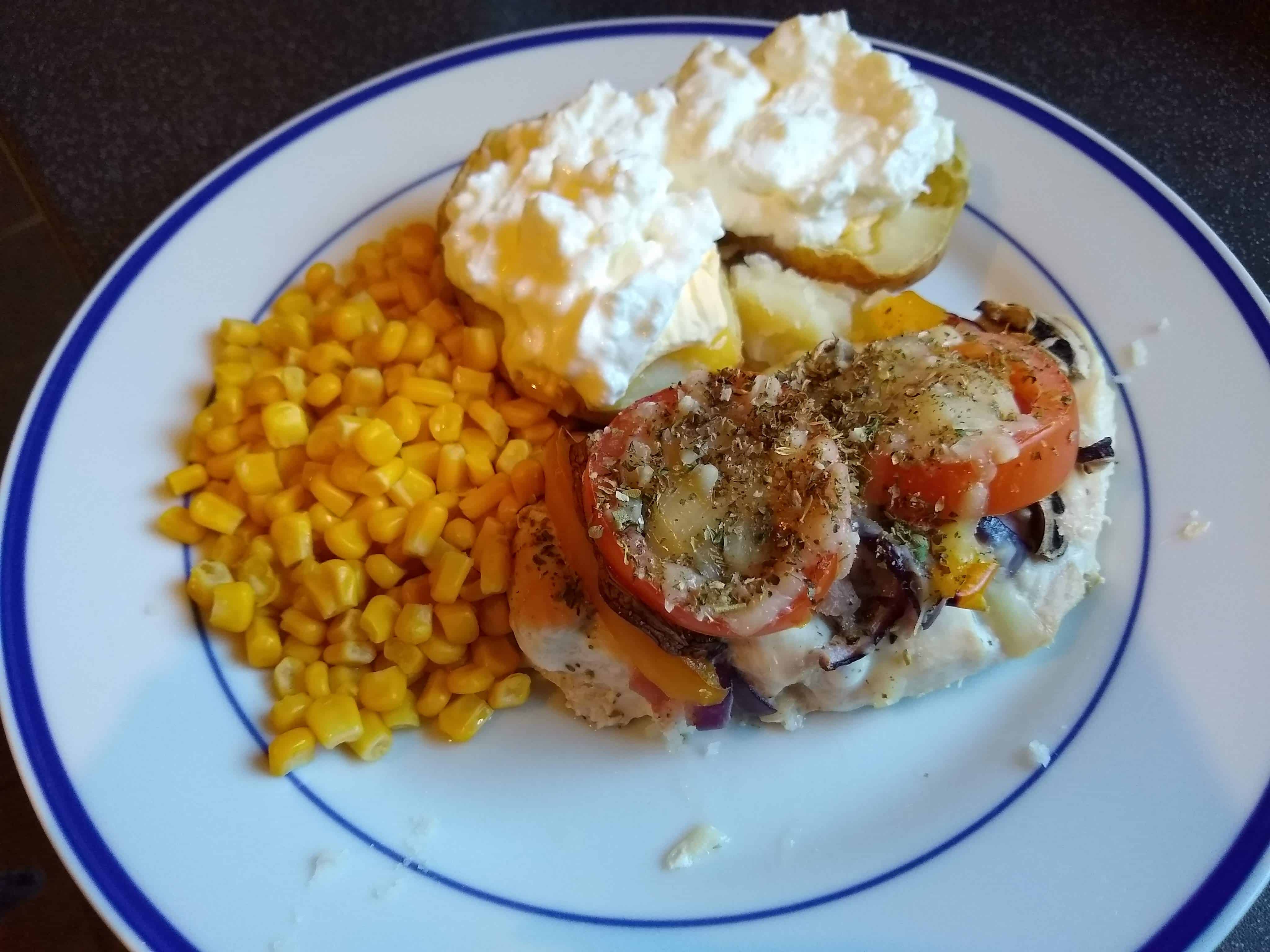 Pizza-stuffed chicken from the Pinch of Nom book