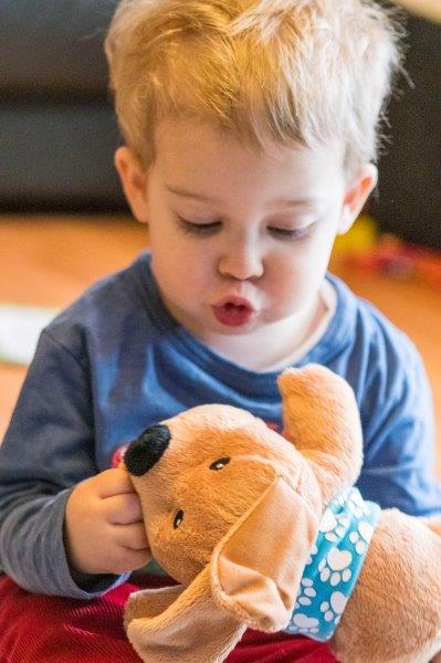 Rex playing with the dog from the Melissa and Doug Pet Vet Set