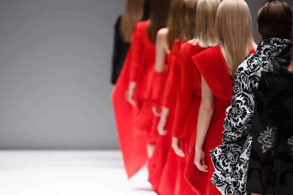 Models on a catwalk