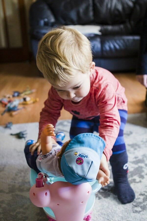 Rex has fun with the Baby Born Soft Touch Brother and Baby Born Bath