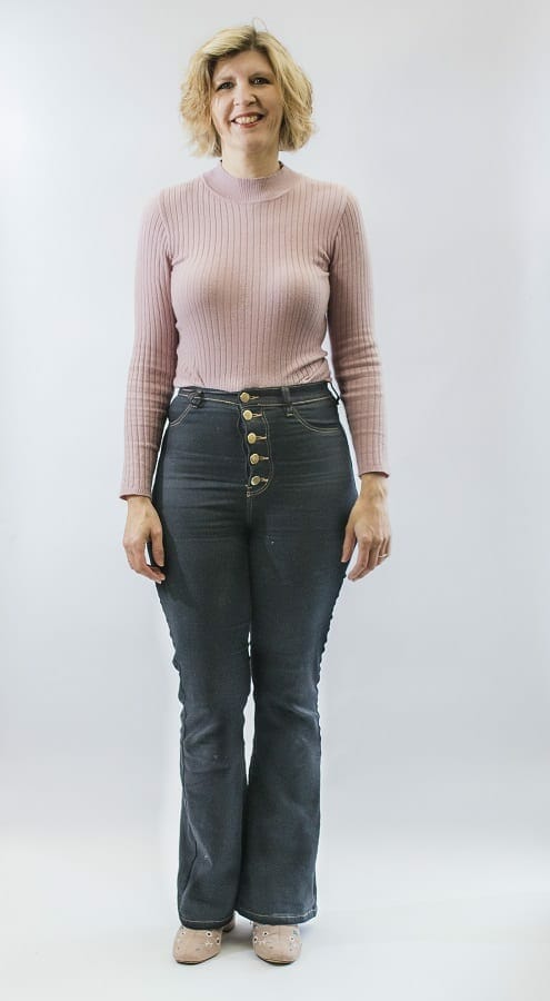 Black Denim Buttons Flare Jeans - Natalia RRP £29.98 now £14.99
