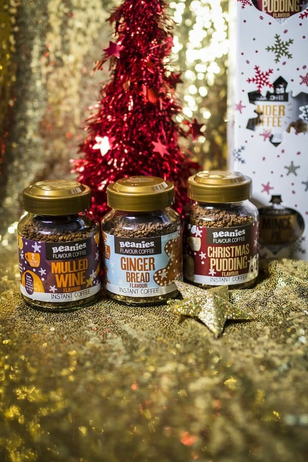 Beanies Christmas Coffees including Mulled Wine, Ginger Bread and Christmas Pudding flavours included in the clutter-free gift guide