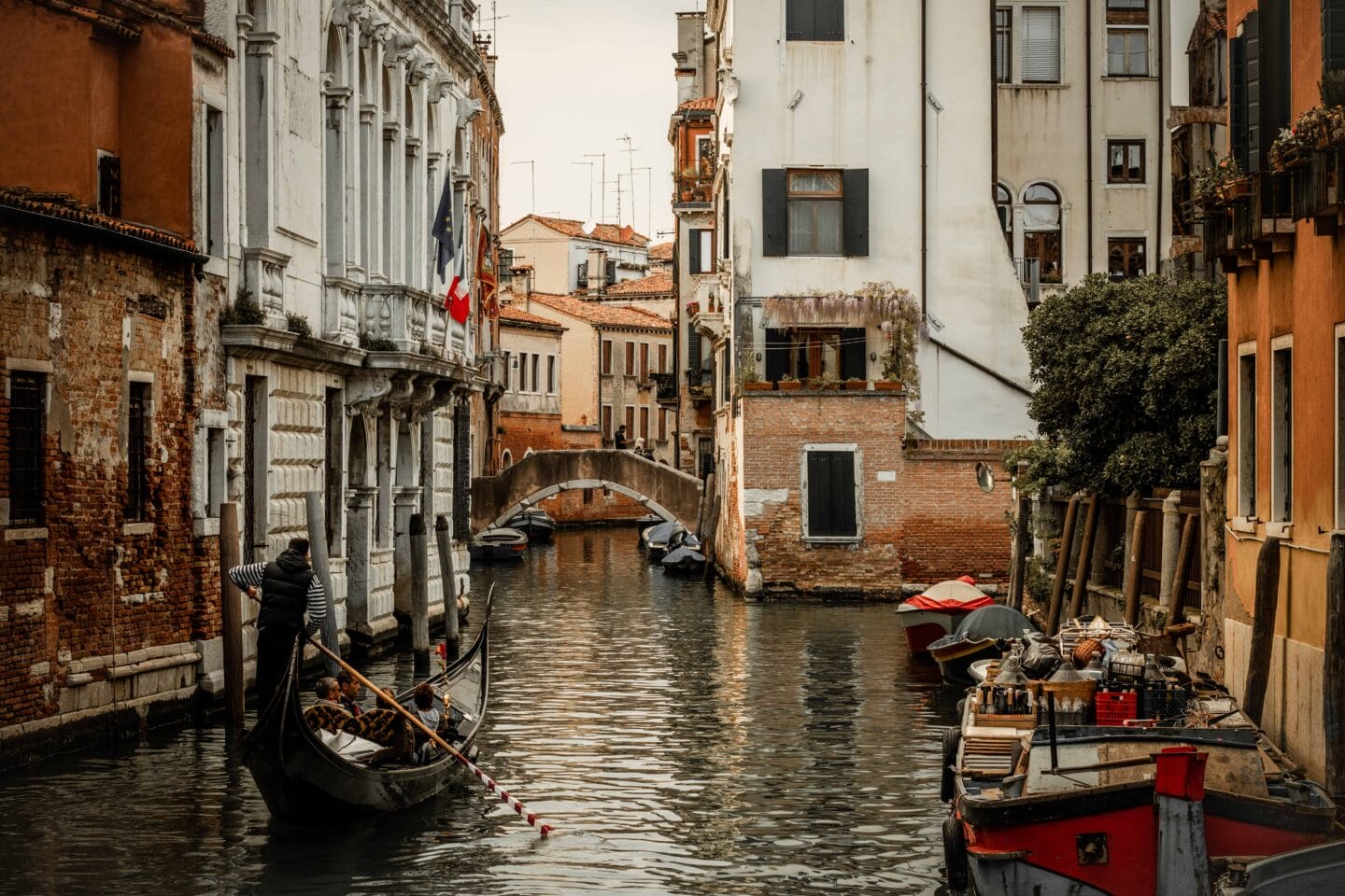 Venice from the water with view of old buildings