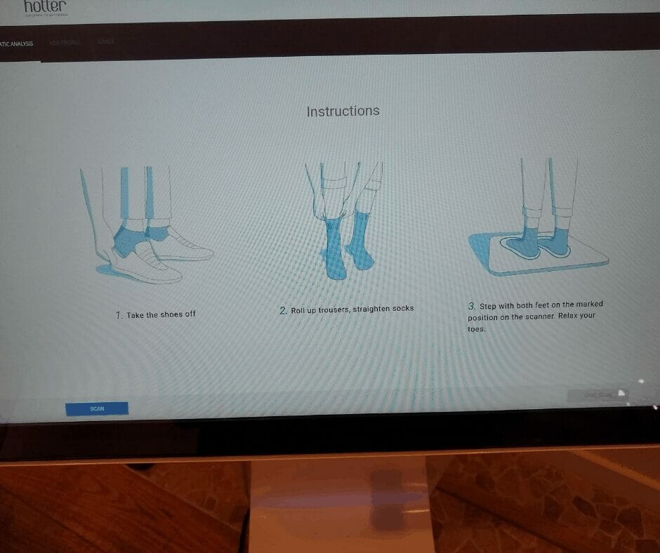 A shot of the screen from the Hotter Footprint machine.