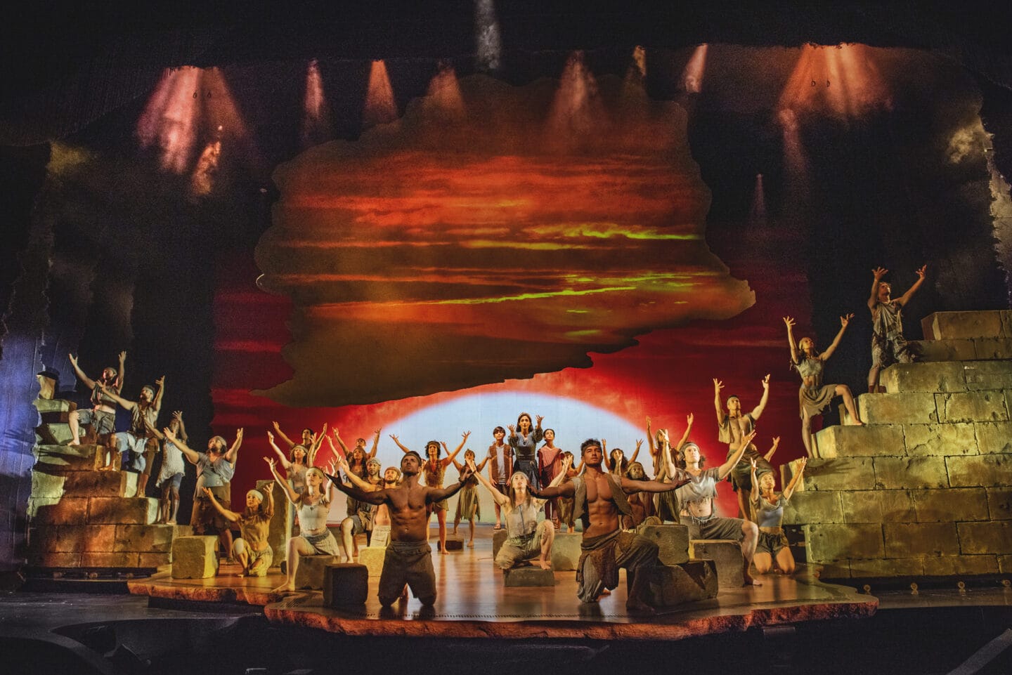 A photo of the cast of The Prince of Egypt the musical.