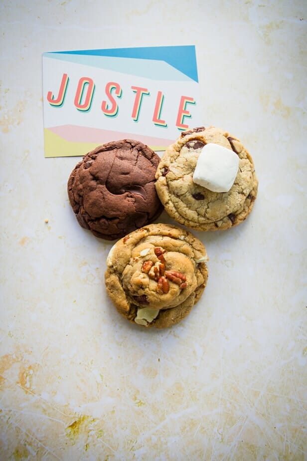 Delicious Vegan Bakes from Jostle including these cookies - double chocolate, smores and pecan and white chocolate