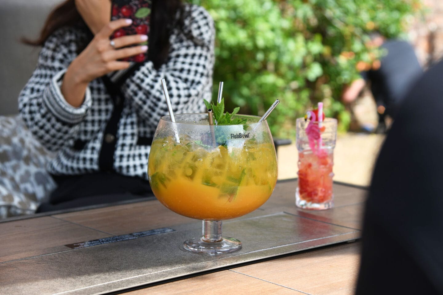 bottomless cocktails in somerset at Montigo resorts. A large sharing fishbowl cocktail.